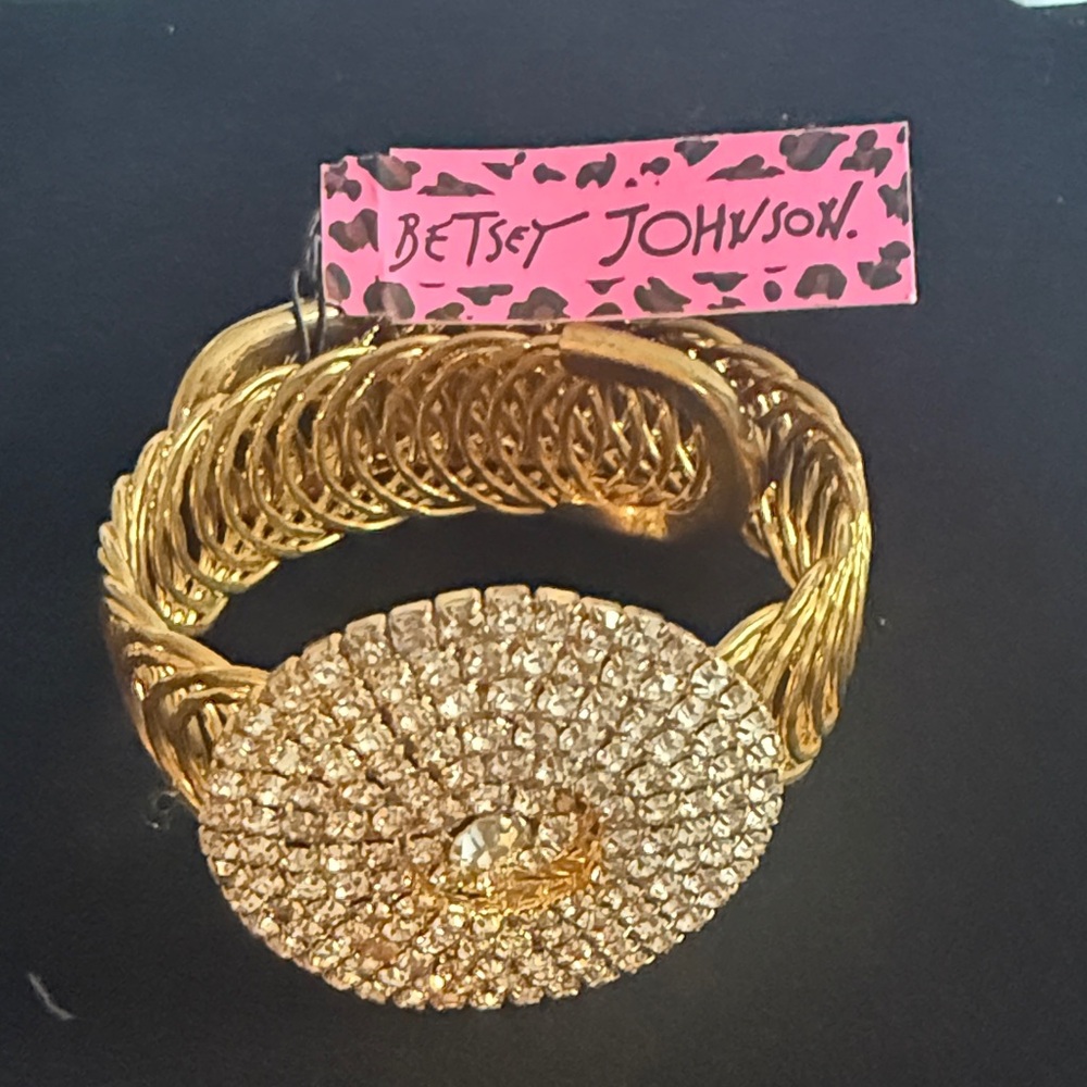 Betsey Johnson Gold Bracelet with Crystals .